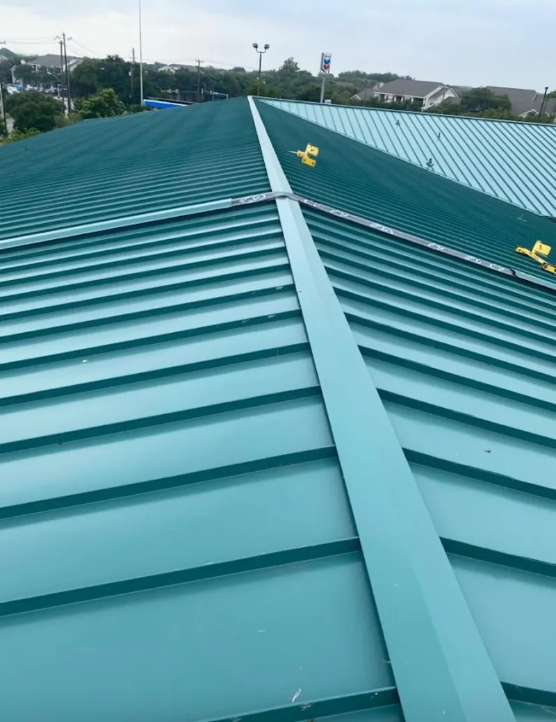 Green commercial metal roof ridge and valley for Metal Roof Repair in Kula